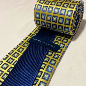 Tommy Hilfiger Neck Tie Jacquard Check Silk blue Gold